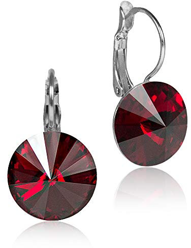 LUISIA Ohrringe Rivoli mit Kristallen von Swarovski - 14 mm Siam/Dunkelrot
