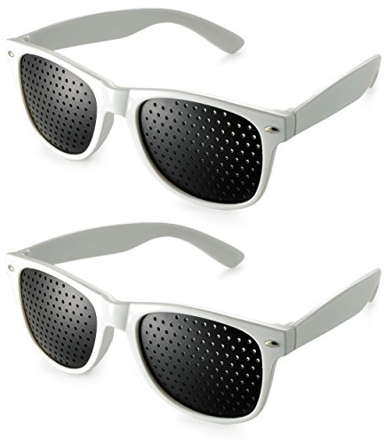 Ganzoo Rasterbrille Lochbrille für Augentraining und Augenentspannung, Gitterbrille mit faltbaren Bügeln, Pinehole Glasses zur Sehkraft Übung, Alternative Lesehilfe für Nah und Fernsicht Training