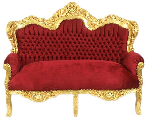Casa Padrino Barock 2-er Sofa King Bordeaux/Gold - Barock Möbel