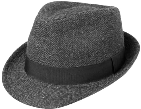 HATTSHOPPEN Classic Herringbone Trilby hatt Fedora Fiskbensmonster Ripsband Unisex Aret runt