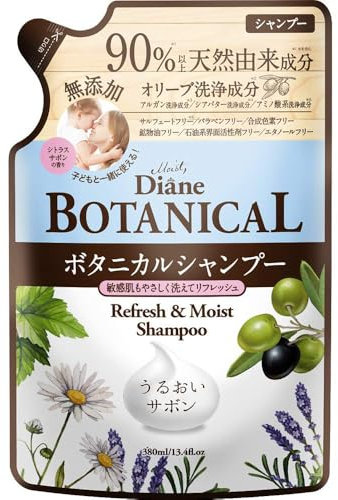 Moist Diane Botanical Hair Shampoo 380ml - Refresh & Moist - Refill (Green Tea Set)