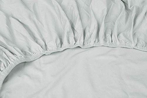 Kayori Shizu Perkal Spannbettlaken 40cm Steg Größe 90-100x200-220cm Farbe Silbergrau Uni Einfarbig Topper Baumwolllaken Betttuch Percale-Baumwolle Spannbetttuch Boxspringbett