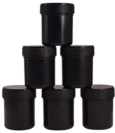 WANDIC Pot de Peinture en Plastique, 6 PCS Noir Vide Pots de Peinture en Plastique Conteneurs de Stockage avec Couvercle à Visser pour Les Encres de Revêtements Aliments et Saveurs Chimiques