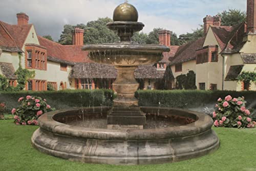 LARGE BOWL REGIS BALL FOUNTAIN IN MEDIUM CAMBRIDGE SURROUND STONE GARDEN FEATURe