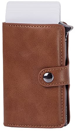 Moneyhold® Slim Wallet - Kartenetui Herren - Mini Geldbörse Herren auch mit Münzfach - Karten Portemonnaie Herren Klein (1 - Ohne Münzhalter, 2 - Classic Braun)