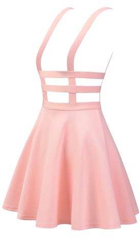 Allegra K Women Gothic Pleated A-Line Elastic Waist Halloween Skirt | Stretchy Straps. Unlined Design. Exposed Back. Cosplay, Party, School, Shopping, Dating, Beach