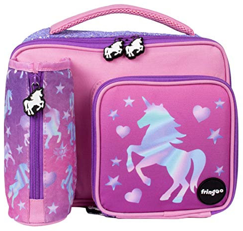 Fringoo - Bolsa de Almuerzo Cuadrada Grande para Niños | Lonchera para Niños | Perfectas como Lonchera para la Escuela | Regalo ideal para los Chicas - Mezcla de Unicornio