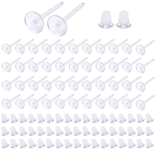 TOAOB 200pcs Poussettes Embout Poussoir Clous D'oreilles Apprêt 3mm Fermoirs de Boucles D'oreilles Hypoallergénique en Silicone Caoutchouc Transparent de Sécurité pour Accessoires de Bijoux
