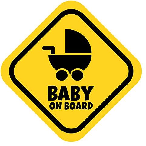 K006 | Baby on Board Aufkleber Babyautoaufkleber Auto Sticker Babyaufkleber Autoaufkleber Vinyl Baby on Board Tiere (V2 Kinderwagen, Goldgelb)