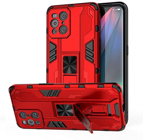 Tianyan Coque Oppo Find X3 Pro 5G,360 degrés Antichoc Housse [Couche Double PC Dur et TPU Silicone Armor Case] avec Support Protection Étui Coque pour Oppo Find X3 Pro,Rouge