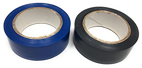 Isolierband schwarz blau 2er Set, Iso Tape 19 mm x 10 m, VDE-geprüft, wasserfest, elastisch, durchschlagfest bis 5 kV