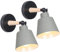 TOKIUS 2 Stücke Wandleuchten, Moderne Wandlampe aus Metall und Holz Deko E27 Fassung Verstellbarer Wandbeleuchtung Innen Wandlampe für Schlafzimmer Wohnzimmer Korridor (Grau)