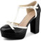 Allegra K Women's Platform Bow T Strap Chunky Heels Pumps Black 7 UK/Label Size 9 US
