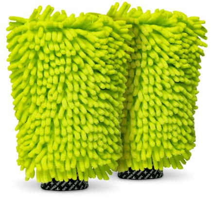 Chenille Premium Mikrofaser-Waschhandschuh, kratzfrei, Grün, 2 Stück