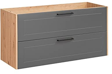 Waschbeckenunterschrank 120 cm Holz, Grau, Waschbeckenunterschrank zum Aufhängen, optionales Waschbecken, Farbe Grau (ohne Waschbecken)