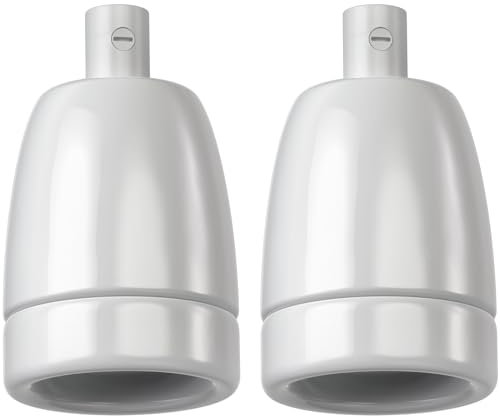 ledscom.de 2 Stück E27 Fassung, Porzellan, weiß, 230V AC, max. 300W