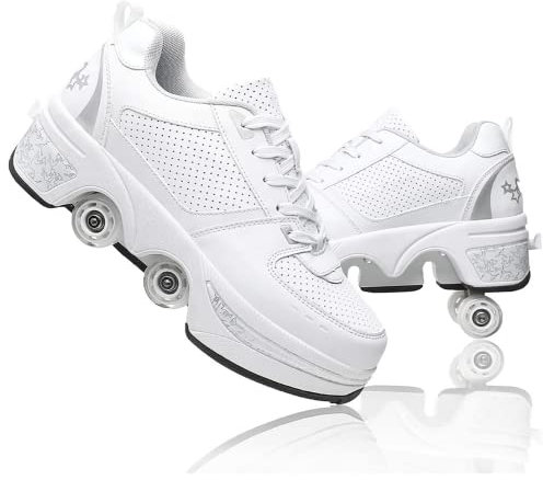 Roller Skates Shoes with Wheels for Girls, Deformation Roller Skates 2-in-1 Inline Skates Shoes Hidden Wheel for Running Shoes for Play, for Men, Women and Children