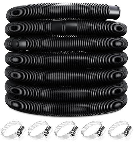 Monzana® Poolschlauch 10m Ø 32mm flexibel mit Muffen 5X Schlauchschellen UV Chlor resistent Schwimmbadschlauch Pumpenschlauch Wasserschlauch Schwarz