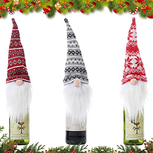 Weihnachten Deko 3 Stück Weinflasche Flaschenüberzug Flaschen Beutel, Weihnachts Flaschen Deko Weihnachten Weinflasche Abdeckung Cover Taschen Beutel Verpackung für Weihnachten Home Tischdekoration