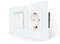 JIMEIDA Schuko Steckdose mit Lichtschalter Weiß, 3 Fach 2 Weg mit Glas Platte, Modernem Kristall Wippschalter Wandschalter, mit Leuchtstoffpunkten, 10 Amp, 250 V