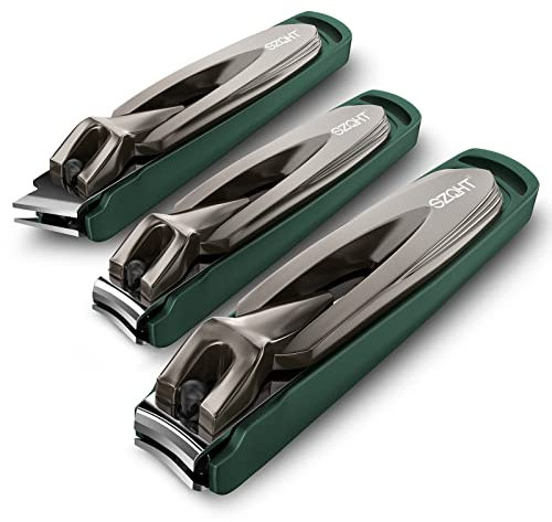 Nail Clippers Set-3 Pack,Fingernail Clippers& Toenail Clipper for Men,Wowen,Nail Clippers with Catcher,Nail Cutter for Thick Toe Nails,Stainless Steel Ultra Sharp Sturdy