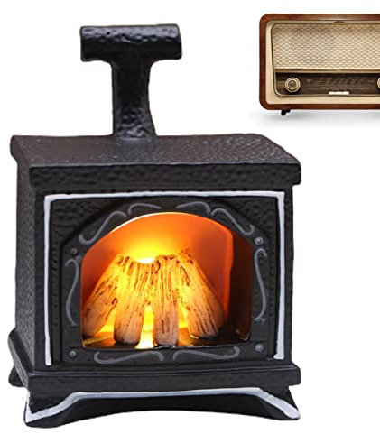 Peegsan Cheminée | Ensemble Maison poupée Miniature avec lanternes Scintillantes décoratives - Maison poupée Miniature Bricolage avec houe Bois Chauffage modèle cheminée