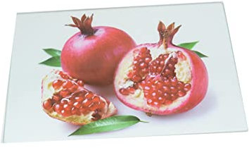 Granada (20cm x 30cm) Tabla de cortar de vidrio, diseño de frutero, tabla de cocina universal