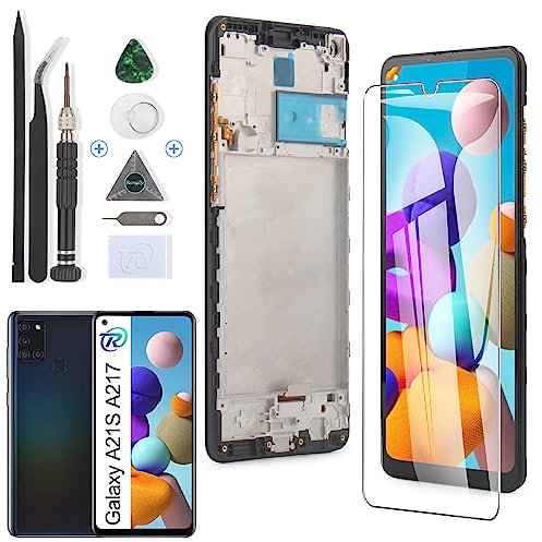 RongZy Pantalla para Samsung Galaxy A21S Táctil LCD de Repuesto Ensamblaje Digitalizador Reemplazo para Samsung Galaxy A21S A217 con Herramientas de Reparación(Negro)