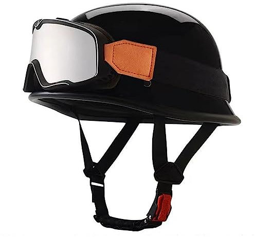 Halbhelme Motorradhelm ECE Genehmigt Brain-Cap Halbschale Roller-Helm Retro Jet-Helm Mit Brille Halbschalenhelm Scooter-Helm,Offener Helm Für Erwachsene Herren Damen 9,XXXL