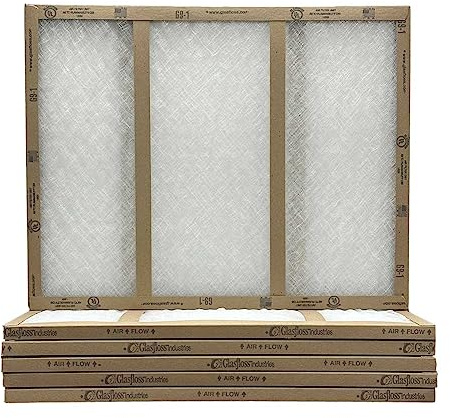 20x30x1 Glasfloss Fiberglass Air Filter, Double Strut, GDS Series, Made in USA, Actual Size: 19 5/8 x 29 5/8 x 3/4 (Box of 6)