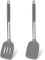 Homikit Silikon Pfannenwender, Hitzebeständig Küchenhelfer Küchenutensilien 2er Set mit Edelstahlgriff, Geschlitzt Pfannenwender Spatel Kochgeschirr für Fisch/Eier/Pfannkuchen, Spülmaschinenfest, Grau
