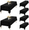 6er-Set Schwarze Tischdecken Rechteck 153x320 cm,Wasserdichte Polyester Schwarze Tischdecken für 8ft Tisch, Waschbar Rechteckige Große Tischdecke für Party Hochzeit Buffet Camping Restaurant(60x126in)