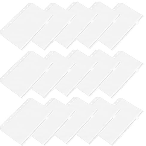 PSOWQ A6 Binder Taschen Bindertaschen Reißverschluss 15 Stück Durchsichtige PVC 6-Loch Ordner Wasserdicht Geld Budget Umschläge für Notebook-Planer Einlegeseiten Loseblattbeutel