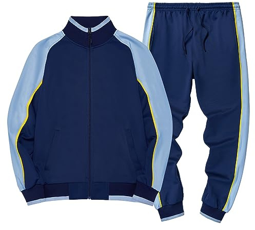 amropi Men's Tracksuit Set Jogging Pants Casual Full Zip Jacket Sports Sweatsuits with Pockets