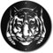 CREATCABIN Tiger-Wanddekoration Metall,Eisenkunst,Wanddekoration,Schwarze Tiger-Skulptur,Wandschild,Hängelinie,Tierausschnitt,Ornament Für Büro,Badezimmer,Wohnzimmer,Schlafzimmer,Küche,Garten,30x30cm