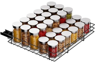 MAYZOLOP Gewürzregal, Gewürzregal Ausziehbar, Schrank Organizer Küche, Gewürzregal Stehend, 27cm B x 33.4cm T x 23.7cm H