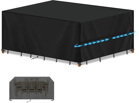 SIMPHAUS Housse de Protection Salon de Jardin Housse Protection Exterieure pour Table Bache Salon Jardin Bache Mobilier Exterieur Anti-UV 420D Oxford Tissu Imperméable Extérieur 240x140x90cm