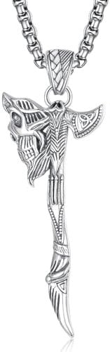 HXWZB Skull Axe Necklace for Men Sterling Silver Axe Pendant Punk Gothic Skull Jewellery for Men Women