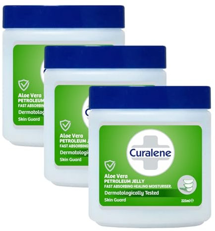 3 x 225mL | Curalene Aloe Vera Petroleum Jelly | Dermatologically Tested | Skin Guard | 3 Pack