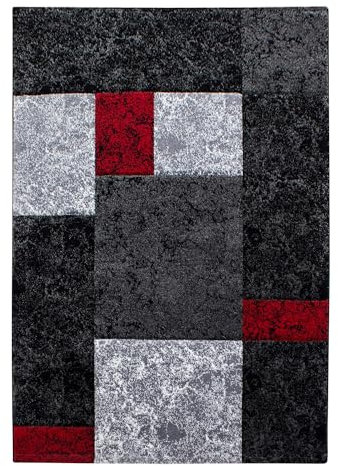 Kurzflor Teppich Hara rechteckig, Farbe: Rot, Größe:240x340 cm