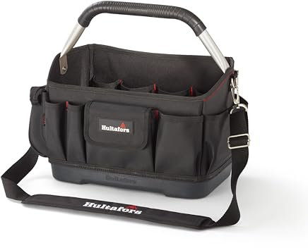 Ergonomische Werkzeugtasche mit 25 Fächern von Hultafors I inkl. Umhängegurt & Regenschutz I wasser- & schmutzresistenter Boden I 590110