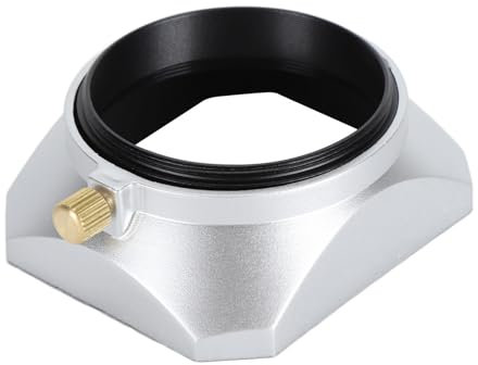 49mm Gegenlichtblende, Digitalkamera Objektiv Lichtschutz für Mikro Spiegelreflexkameras, Schwarze Kartenkamera, Retro Quadrat Silber Lichtschutz für 49 mm Objektiv.
