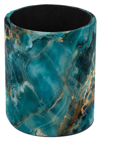 Stifthalter für den Schreibtisch, blaugrün, türkis, Marmor-Leder, Schreibtisch-Organizer, Make-up-Pinsel, Stiftehalter, Schreibtischzubehör und Zubehör, Büro- und Heim-Organizer