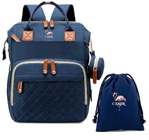 M4268782 CAMIR-Bambino zaino passeggino Borsa per pannolini Zaino maternità Zaino carrozzina bambino Borsa a mano per ospedale (grigio) (blu)