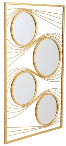 Alexandra House Living Wandspiegel, Gold, Metall, Eisen, Spiegel, 2 x 96 x 61 cm