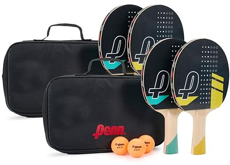 Penn Tischtennisschläger-Set für 4 Spieler: Enthält Vier 5.0-Paddel, DREI 3-Sterne-Ping-Pong-Bälle und Zwei Aufbewahrungstaschen