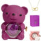 Engraved Heart Necklace with Real Rose Bear Giftbox, Preserved Rose Hug Bear Gifts for Women with Heart Necklace, Rose Bear With Box and Necklace for Wife Mom Grandma Girlfriend Valentines Day Birthda