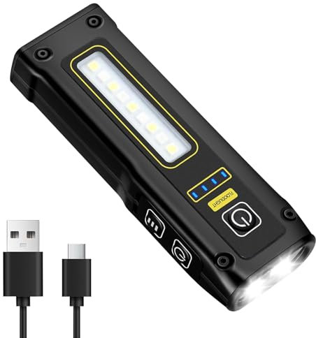 Lampe d'atelier LED rechargeable : WIYETY 7 modes lampe de poche Powerbank IP54 étanche lumière de travail LED magnétique pour camping, urgence, réparation automobile