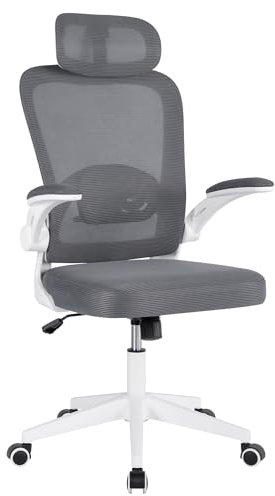T-LOVENDO.ES Silla de Oficina Ergonómica, de Escritorio, Ejecutiva, Giratoria con Ruedas, de Juegos de Malla Transpirable, con Reposacabezas y Apoyabrazos Ajustable, Soporte Lumbar para Oficina, Casa