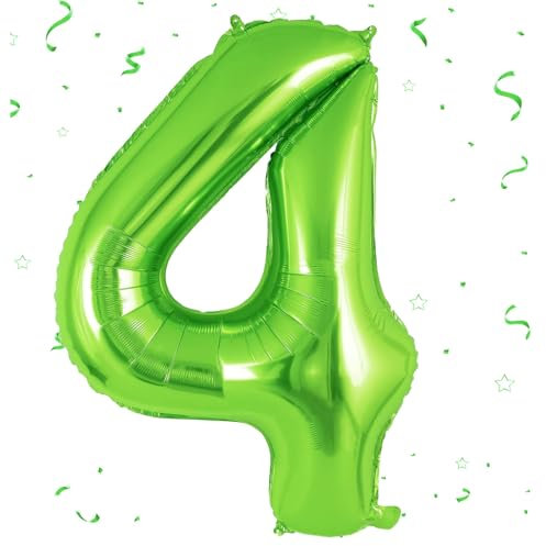 Zahlen Luftballon 4 Grün,40 Zoll Luftballon Zahlen 4 Folien Ballon,Luftballon 4. Geburtstagsdeko Mädchen Riesen Folienballon 4. for Mädchen Jungen Birthday Party Geburtstag Dekor